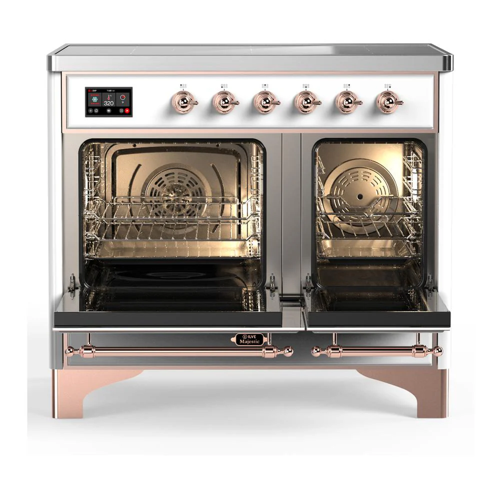 Ilve UMDIB40NR3WHP Ilve Umdib40Nr3Whp Majestic Iii 40 Inch Induction Range With 6 Elements, 3.82 Cu. Ft. Total Oven Capacity (Triple Glass Door, White, Copper) - Image 2