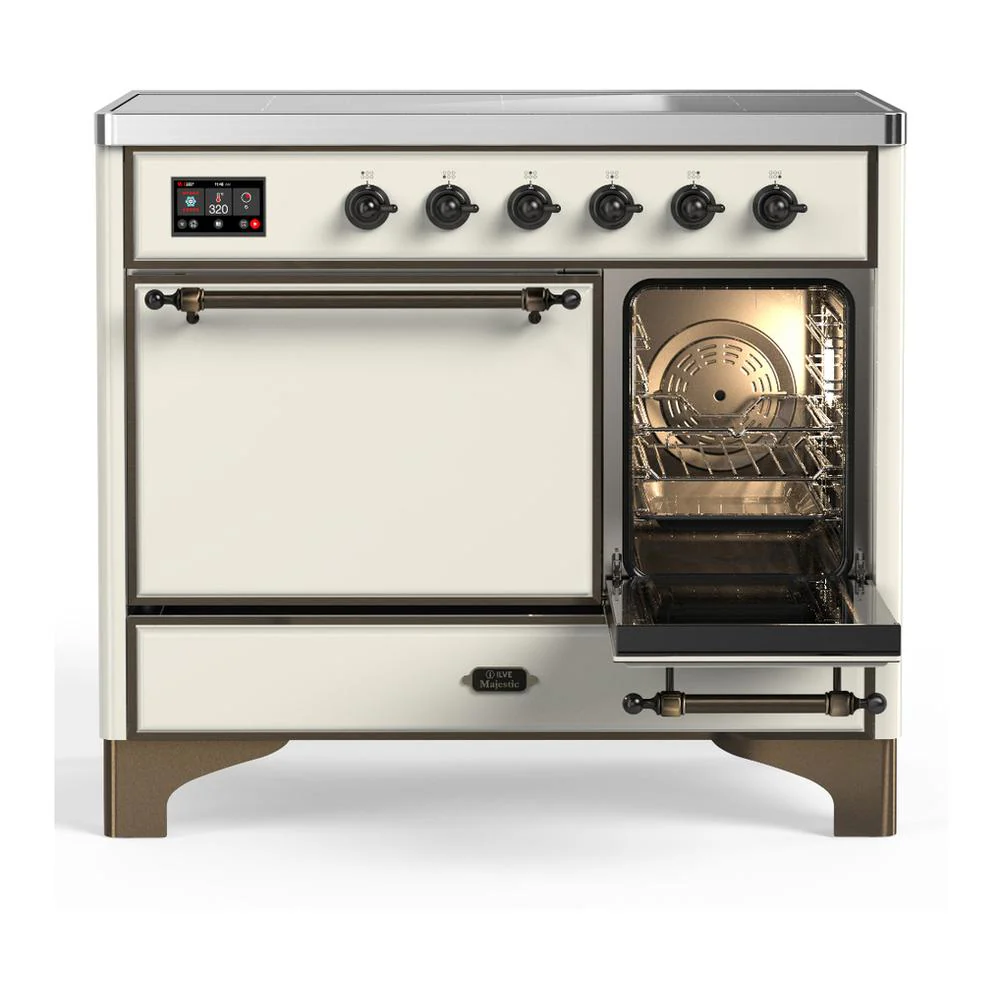 Ilve UMDIB40QNR3AWB Ilve Umdib40Qnr3Awb Majestic Iii 40 Inch Induction Range With 6 Elements, 3.82 Cu. Ft. Total Oven Capacity (Solid Door, Antique White, Burnished) - Image 4