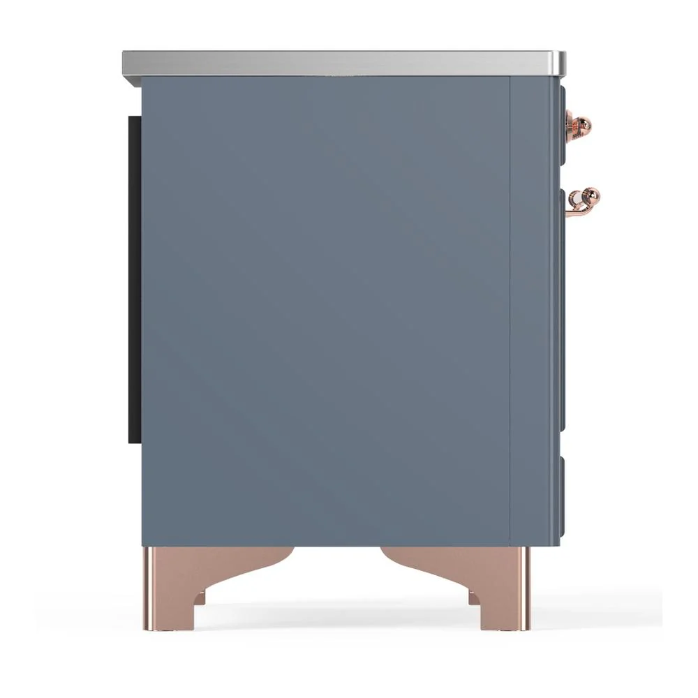 Ilve UMDIB40QNR3BGP Ilve Umdib40Qnr3Bgp Majestic Iii 40 Inch Induction Range With 6 Elements, 3.82 Cu. Ft. Total Oven Capacity (Solid Door, Blue Grey, Copper) - Image 8