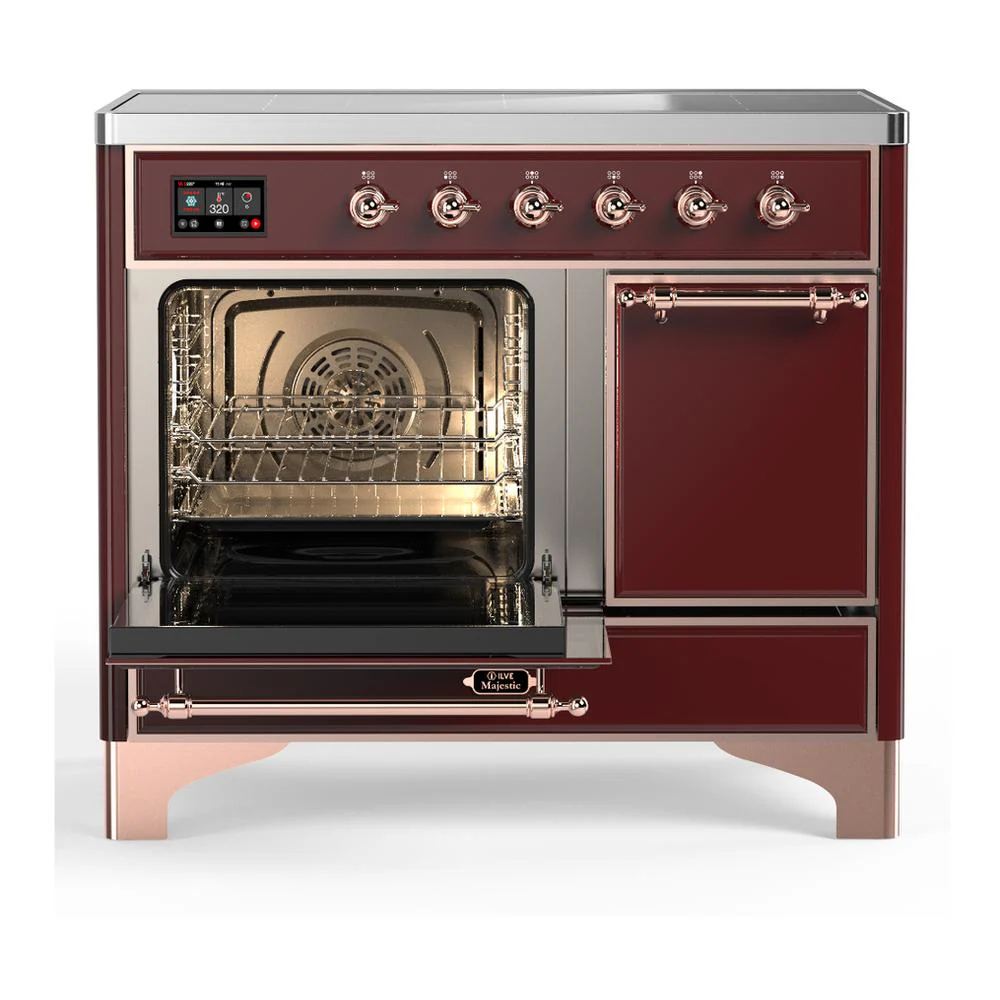 Ilve UMDIB40QNR3BUP Ilve Umdib40Qnr3Bup Majestic Iii 40 Inch Induction Range With 6 Elements, 3.82 Cu. Ft. Total Oven Capacity (Solid Door, Burgundy, Copper) - Image 3