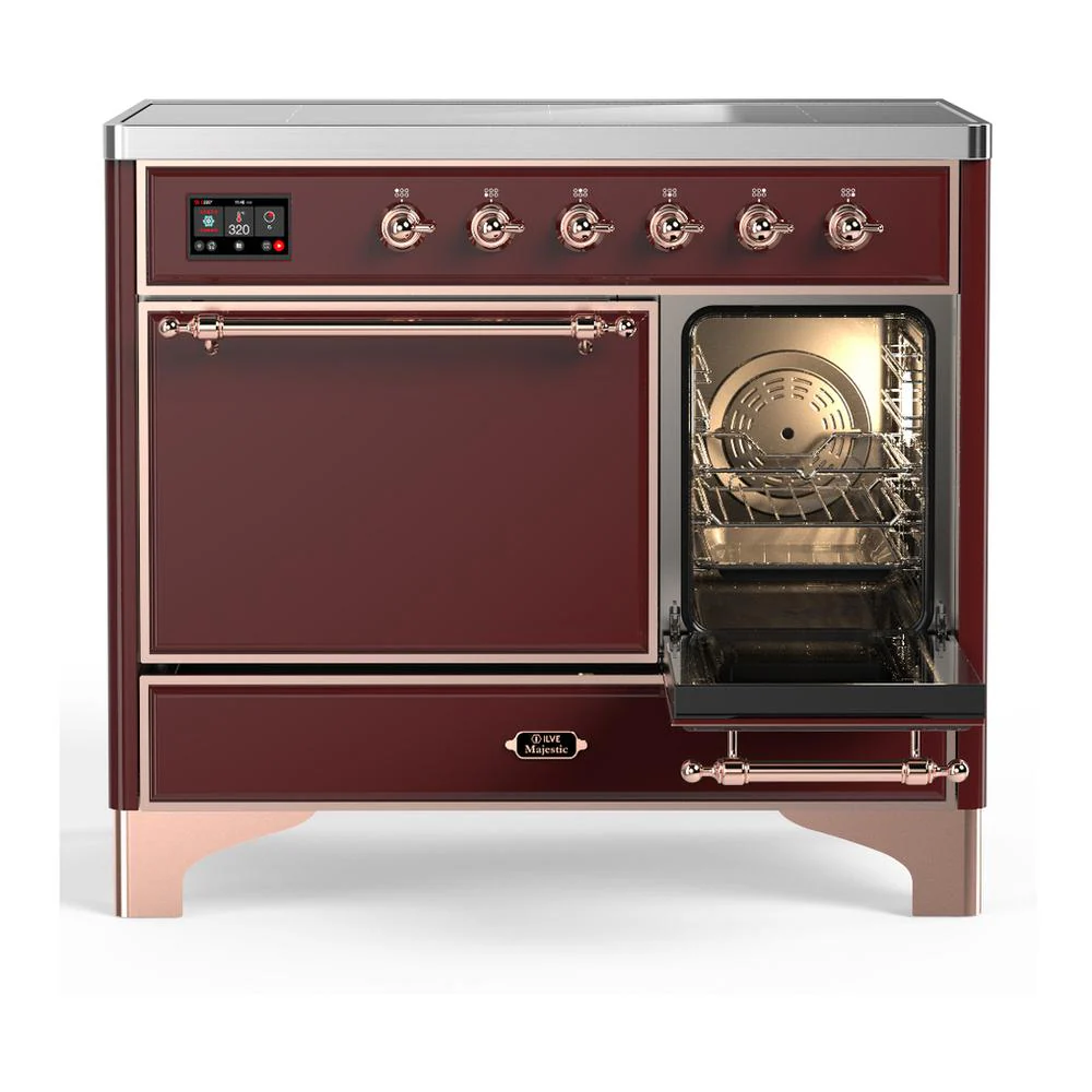 Ilve UMDIB40QNR3BUP Ilve Umdib40Qnr3Bup Majestic Iii 40 Inch Induction Range With 6 Elements, 3.82 Cu. Ft. Total Oven Capacity (Solid Door, Burgundy, Copper) - Image 4