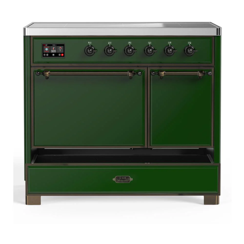 Ilve UMDIB40QNR3EGB Ilve Umdib40Qnr3Egb Majestic Iii 40 Inch Induction Range With 6 Elements, 3.82 Cu. Ft. Total Oven Capacity (Solid Door, Emerald Green, Burnished) - Image 5