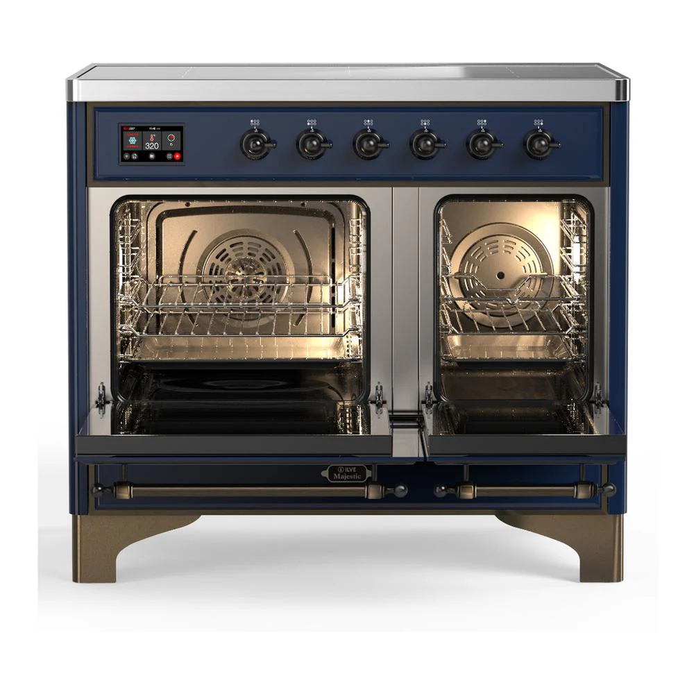 Ilve UMDIB40QNR3MBB Ilve Umdib40Qnr3Mbb Majestic Iii 40 Inch Induction Range With 6 Elements, 3.82 Cu. Ft. Total Oven Capacity (Solid Door, Midnight Blue, Burnished) - Image 2