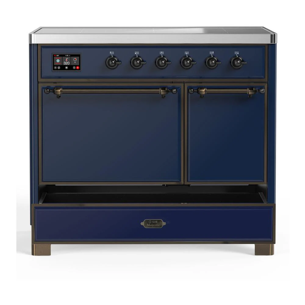 Ilve UMDIB40QNR3MBB Ilve Umdib40Qnr3Mbb Majestic Iii 40 Inch Induction Range With 6 Elements, 3.82 Cu. Ft. Total Oven Capacity (Solid Door, Midnight Blue, Burnished) - Image 5