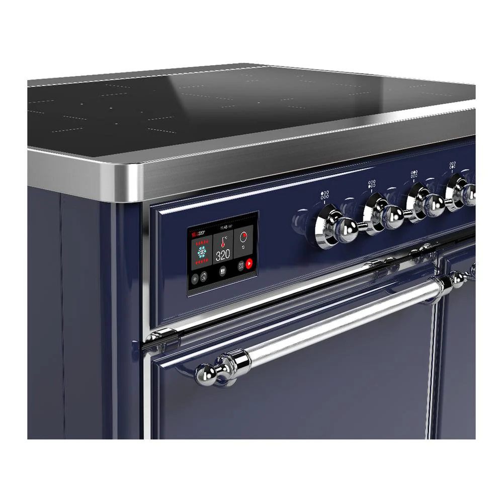 Ilve UMDIB40QNR3MBC Ilve Umdib40Qnr3Mbc Majestic Iii 40 Inch Induction Range With 6 Elements, 3.82 Cu. Ft. Total Oven Capacity (Solid Door, Midnight Blue, Chrome) - Image 7