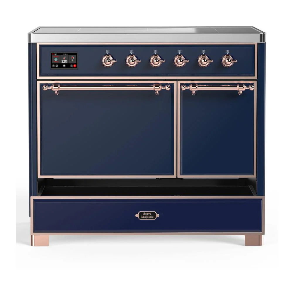 Ilve UMDIB40QNR3MBP Ilve Umdib40Qnr3Mbp Majestic Iii 40 Inch Induction Range With 6 Elements, 3.82 Cu. Ft. Total Oven Capacity (Solid Door, Midnight Blue, Copper) - Image 5