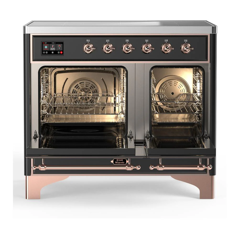 Ilve UMDIB40QNR3MGP Ilve Umdib40Qnr3Mgp Majestic Iii 40 Inch Induction Range With 6 Elements, 3.82 Cu. Ft. Total Oven Capacity (Solid Door, Graphite Matte, Copper) - Image 2