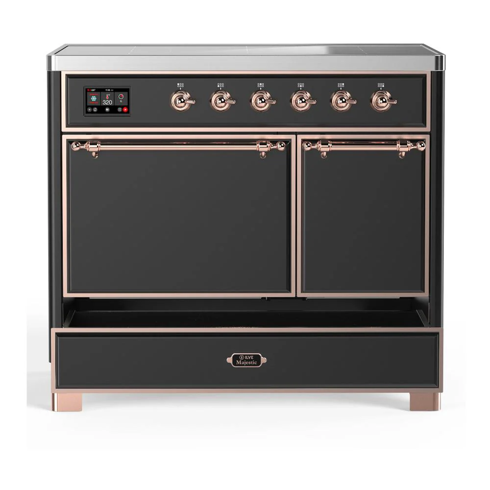 Ilve UMDIB40QNR3MGP Ilve Umdib40Qnr3Mgp Majestic Iii 40 Inch Induction Range With 6 Elements, 3.82 Cu. Ft. Total Oven Capacity (Solid Door, Graphite Matte, Copper) - Image 5