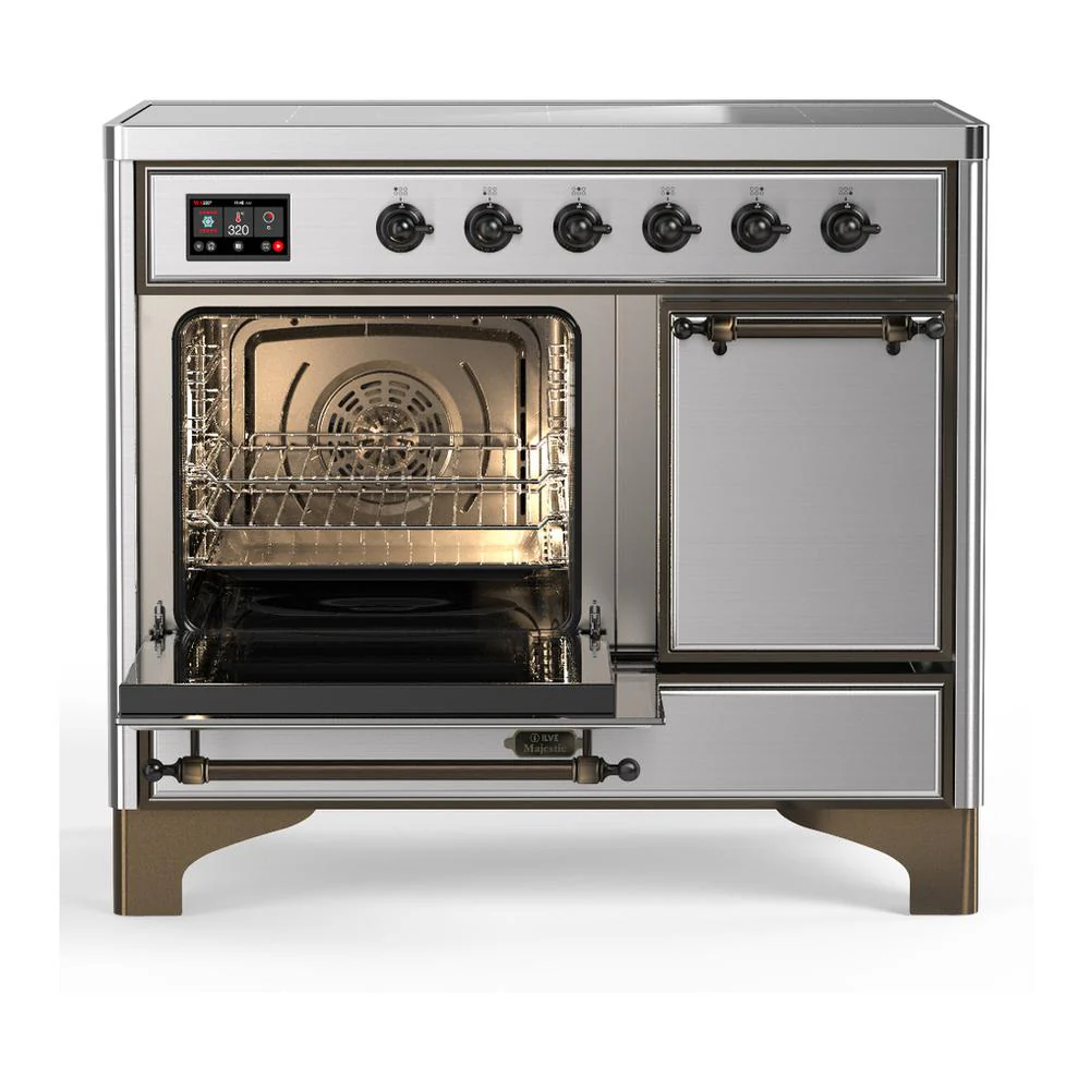 Ilve UMDIB40QNR3SSB Ilve Umdib40Qnr3Ssb Majestic Iii 40 Inch Induction Range With 6 Elements, 3.82 Cu. Ft. Total Oven Capacity (Solid Door, Stainless Steel, Burnished) - Image 3