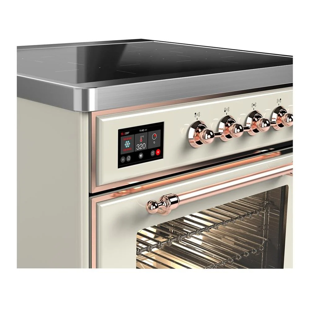 Ilve UMIB30NR3AWP Ilve Umib30Nr3Awp Majestic Iii 30 Inch Induction Range With 4 Elements, 4 Cu. Ft. Oven Capacity (Triple Glass Door, Antique White, Copper) - Image 2