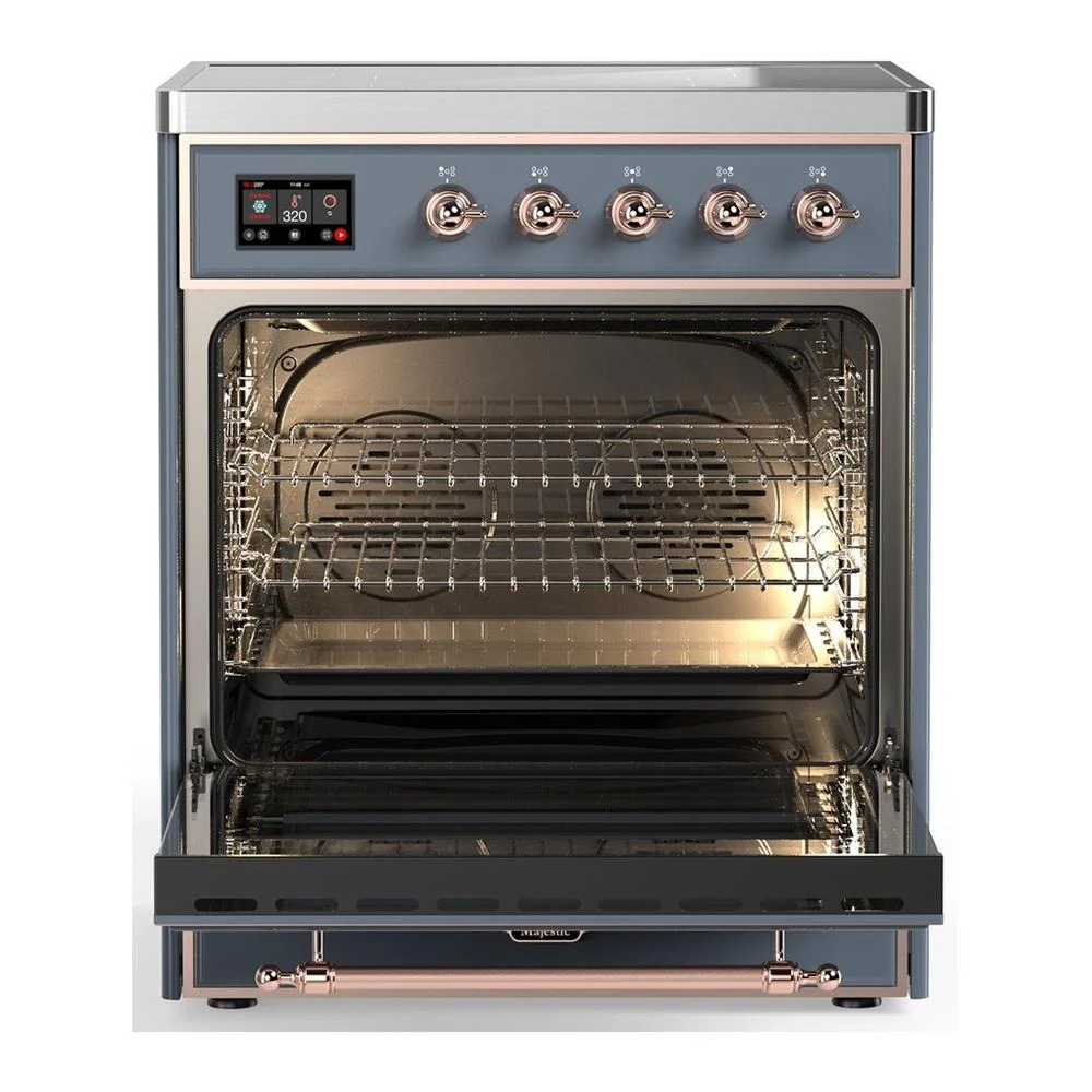 Ilve UMIB30NR3BGP Ilve Umib30Nr3Bgp Majestic Iii 30 Inch Induction Range With 4 Elements, 4 Cu. Ft. Oven Capacity (Triple Glass Door, Blue Grey, Copper) - Image 3