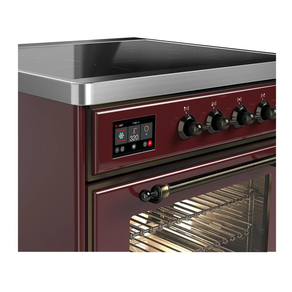 Ilve UMIB30NR3BUB Ilve Umib30Nr3Bub Majestic Iii 30 Inch Induction Range With 4 Elements, 4 Cu. Ft. Oven Capacity (Triple Glass Door, Burgundy, Burnished) - Image 2
