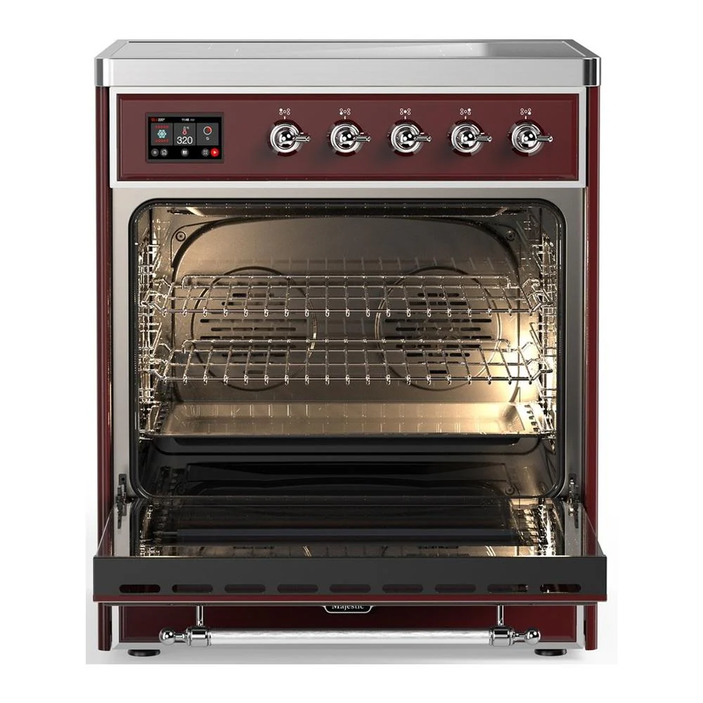 Ilve UMIB30NR3BUC Ilve Umib30Nr3Buc Majestic Iii 30 Inch Induction Range With 4 Elements, 4 Cu. Ft. Oven Capacity (Triple Glass Door, Burgundy, Chrome) - Image 3
