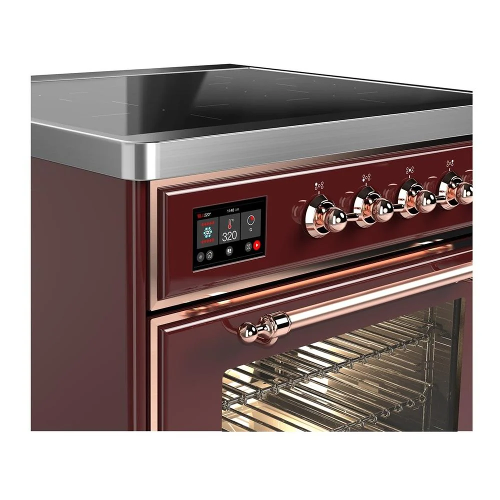 Ilve UMIB30NR3BUP Ilve Umib30Nr3Bup Majestic Iii 30 Inch Induction Range With 4 Elements, 4 Cu. Ft. Oven Capacity (Triple Glass Door, Burgundy, Copper) - Image 2