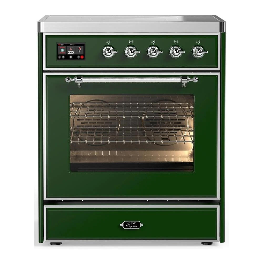 Ilve UMIB30NR3EGC Ilve Umib30Nr3Egc Majestic Iii 30 Inch Induction Range With 4 Elements, 4 Cu. Ft. Oven Capacity (Triple Glass Door, Emerald Green, Chrome)