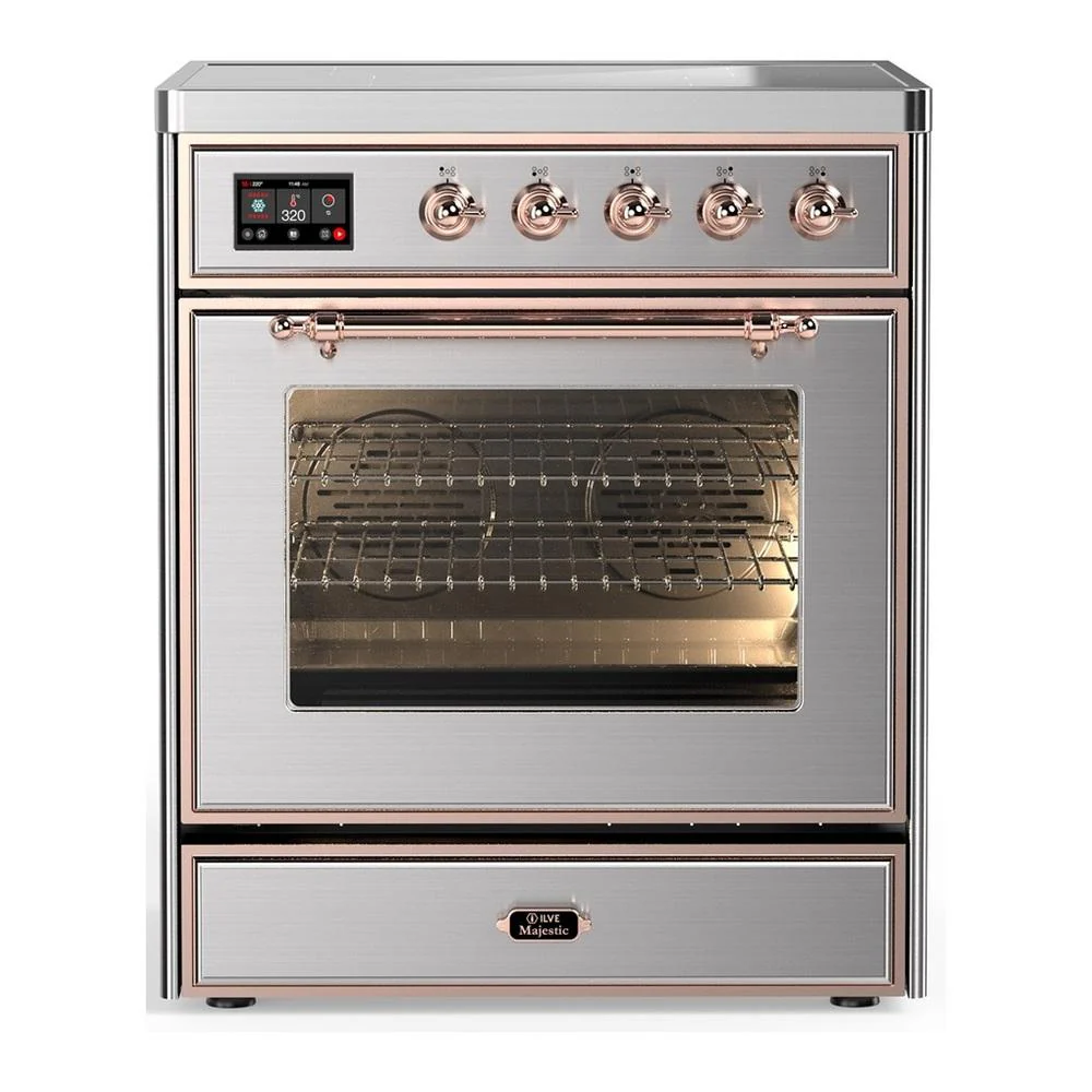 Ilve UMIB30NR3SSP Ilve Umib30Nr3Ssp Majestic Iii 30 Inch Induction Range With 4 Elements, 4 Cu. Ft. Oven Capacity (Triple Glass Door, Stainless Steel, Copper)