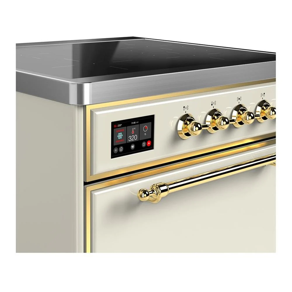Ilve UMIB30QNR3AWG Ilve Umib30Qnr3Awg Majestic Iii 30 Inch Induction Range With 4 Elements, 4 Cu. Ft. Oven Capacity (Solid Door, Antique White, Brass) - Image 2
