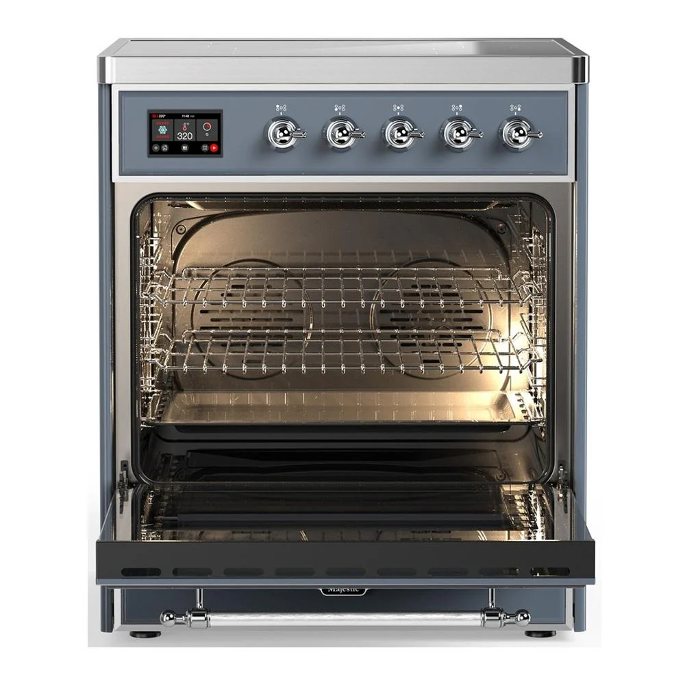 Ilve UMIB30QNR3BGC Ilve Umib30Qnr3Bgc Majestic Iii 30 Inch Induction Range With 4 Elements, 4 Cu. Ft. Oven Capacity (Solid Door, Blue Grey, Chrome) - Image 3