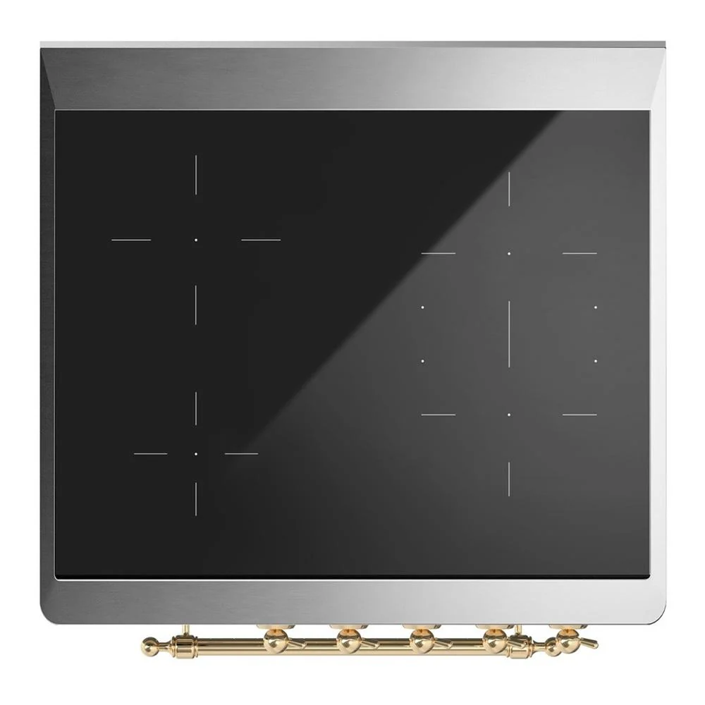 Ilve UMIB30QNR3BGG Ilve Umib30Qnr3Bgg Majestic Iii 30 Inch Induction Range With 4 Elements, 4 Cu. Ft. Oven Capacity (Solid Door, Blue Grey, Brass) - Image 6
