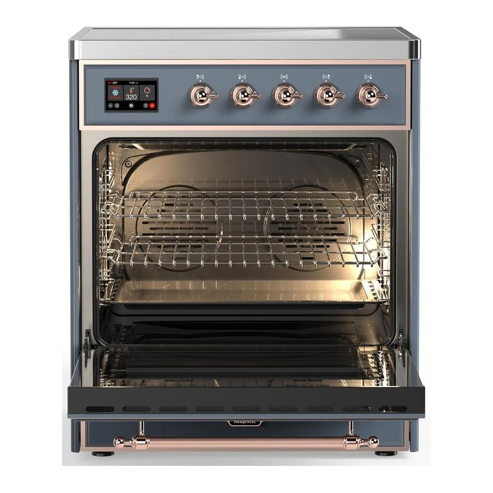 Ilve UMIB30QNR3BGP Ilve Umib30Qnr3Bgp Majestic Iii 30 Inch Induction Range With 4 Elements, 4 Cu. Ft. Oven Capacity (Solid Door, Blue Grey, Copper) - Image 3
