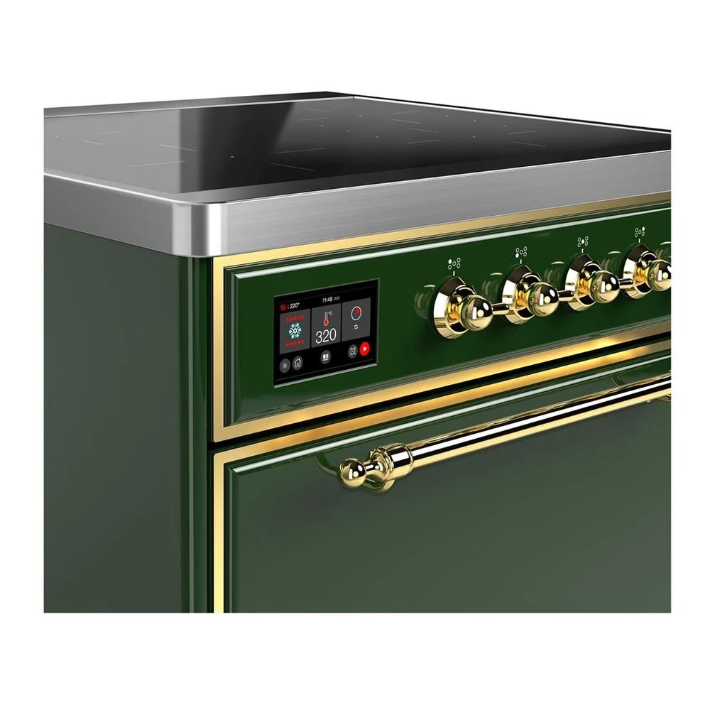 Ilve UMIB30QNR3EGG Ilve Umib30Qnr3Egg Majestic Iii 30 Inch Induction Range With 4 Elements, 4 Cu. Ft. Oven Capacity (Solid Door, Emerald Green, Brass) - Image 2