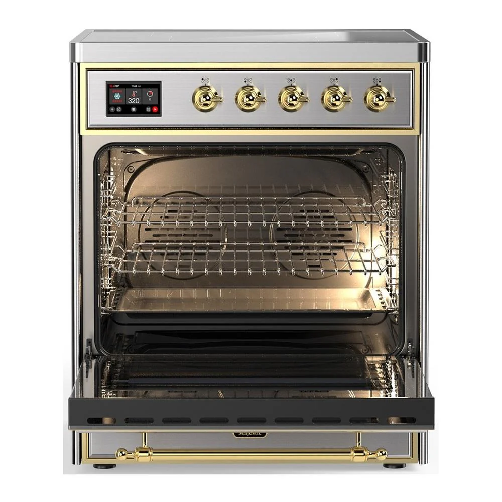 Ilve UMIB30QNR3SSG Ilve Umib30Qnr3Ssg Majestic Iii 30 Inch Induction Range With 4 Elements, 4 Cu. Ft. Oven Capacity (Solid Door, Stainless Steel, Brass) - Image 3