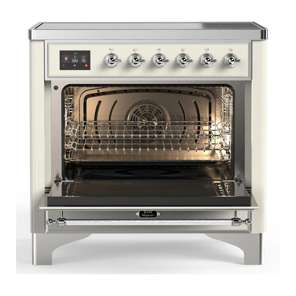 Ilve UMIB36NR3AWC Ilve Umib36Nr3Awc Majestic Iii 36 Inch Induction Range With 6 Elements, 3.5 Cu. Ft. Total Oven Capacity (Triple Glass Door, Antique White, Chrome) - Image 2