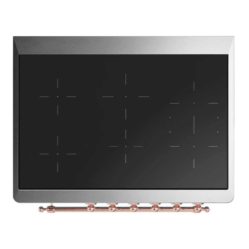 Ilve UMIB36NR3BGP Ilve Umib36Nr3Bgp Majestic Iii 36 Inch Induction Range With 6 Elements, 3.5 Cu. Ft. Total Oven Capacity (Triple Glass Door, Blue Grey, Copper) - Image 4