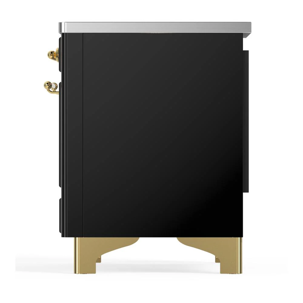 Ilve UMIB36NR3BKG Ilve Umib36Nr3Bkg Majestic Iii 36 Inch Induction Range With 6 Elements, 3.5 Cu. Ft. Total Oven Capacity (Triple Glass Door, Glossy Black, Brass) - Image 7