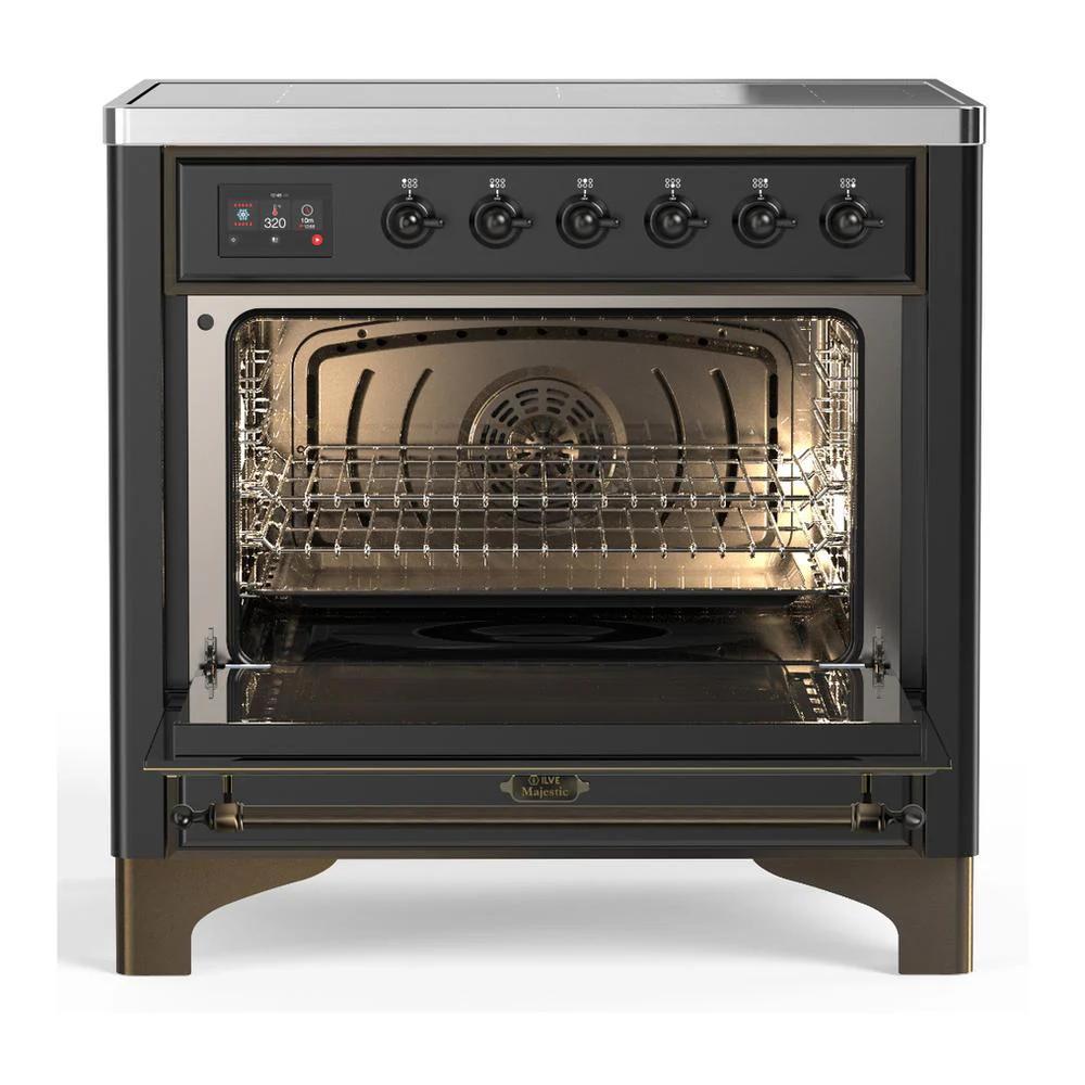 Ilve UMIB36NR3MGB Ilve Umib36Nr3Mgb Majestic Iii 36 Inch Induction Range With 6 Elements, 3.5 Cu. Ft. Total Oven Capacity (Triple Glass Door, Graphite Matte, Burnished) - Image 2