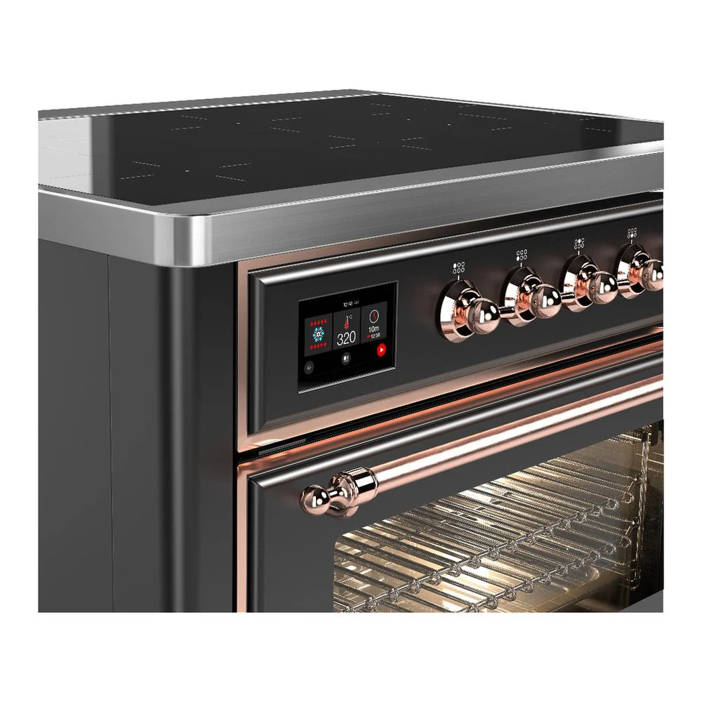 Ilve UMIB36NR3MGP Ilve Umib36Nr3Mgp Majestic Iii 36 Inch Induction Range With 6 Elements, 3.5 Cu. Ft. Total Oven Capacity (Triple Glass Door, Graphite Matte, Copper) - Image 5