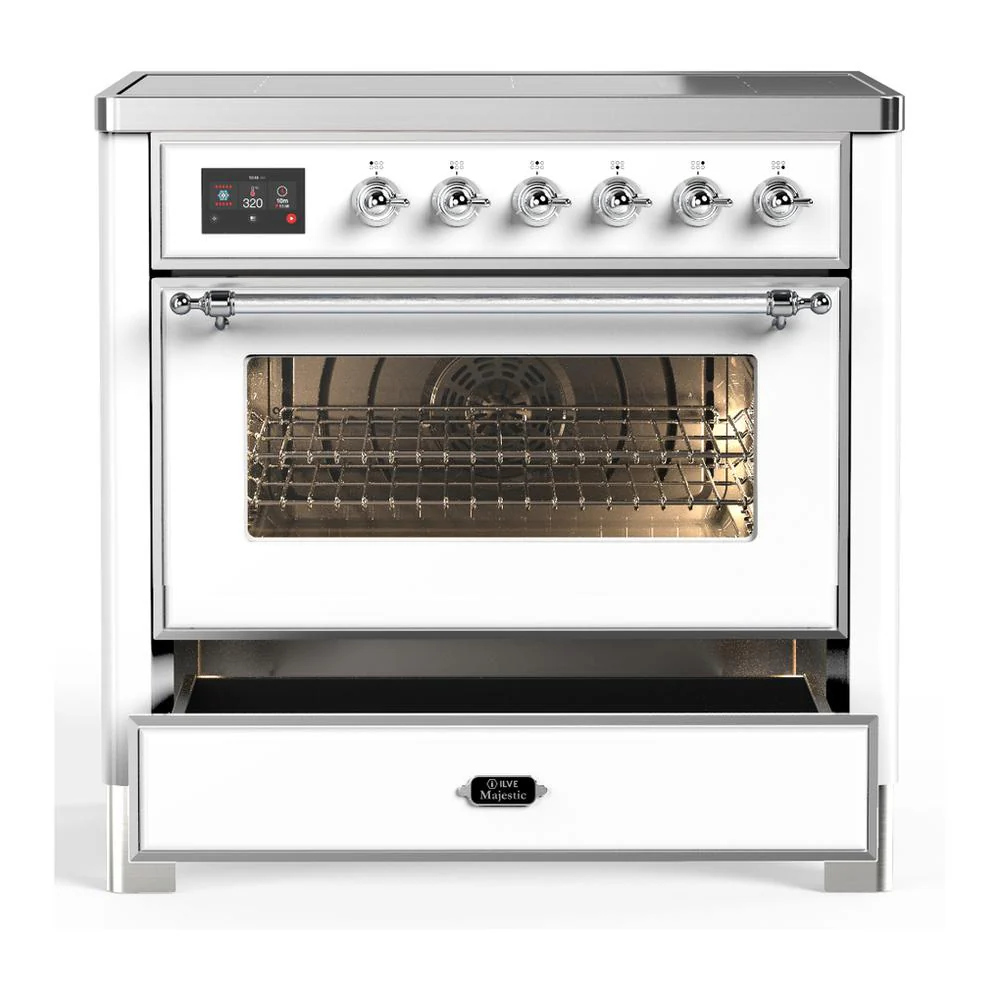 Ilve UMIB36NR3WHC Ilve Umib36Nr3Whc Majestic Iii 36 Inch Induction Range With 6 Elements, 3.5 Cu. Ft. Total Oven Capacity (Triple Glass Door, White, Chrome) - Image 3