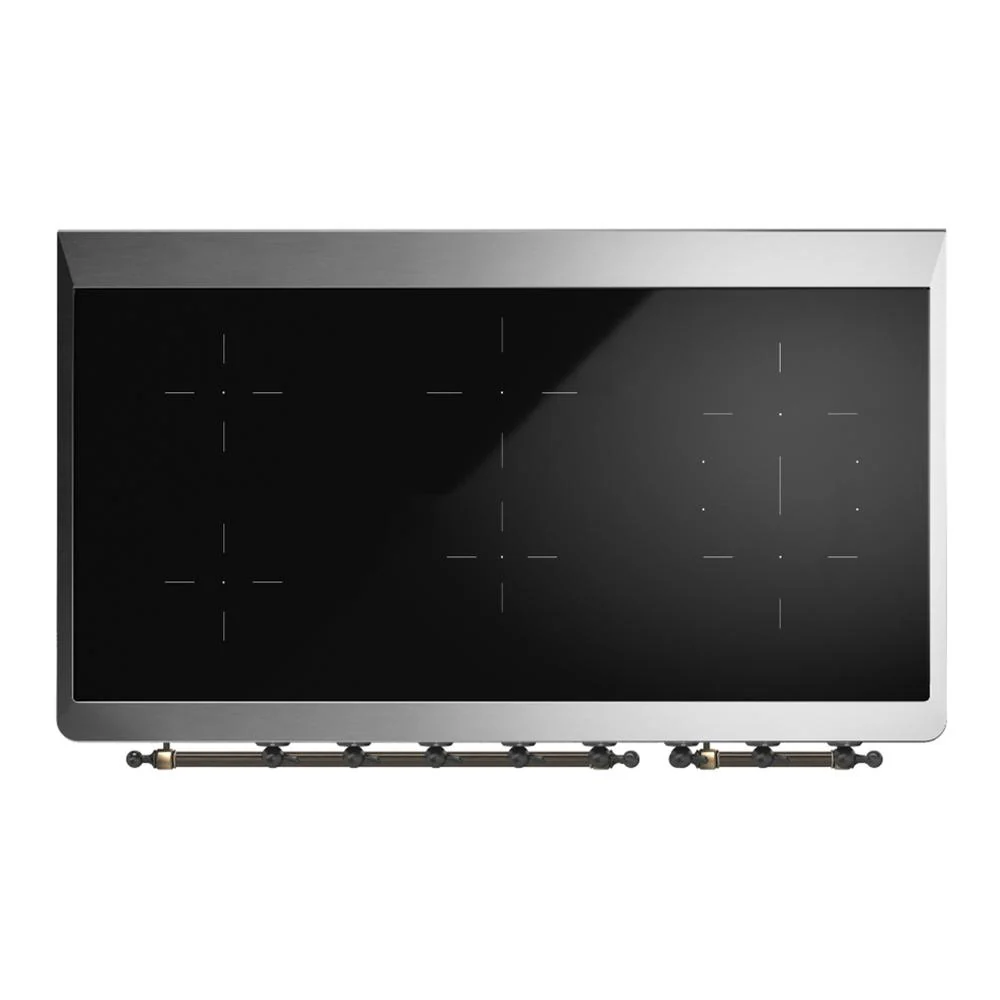 Ilve UMIB48NR3AWB Ilve Umib48Nr3Awb Majestic Iii 48 Inch Induction Range With 6 Elements, 5.02 Cu. Ft. Total Oven Capacity (Triple Glass Door, Antique White, Burnished) - Image 6