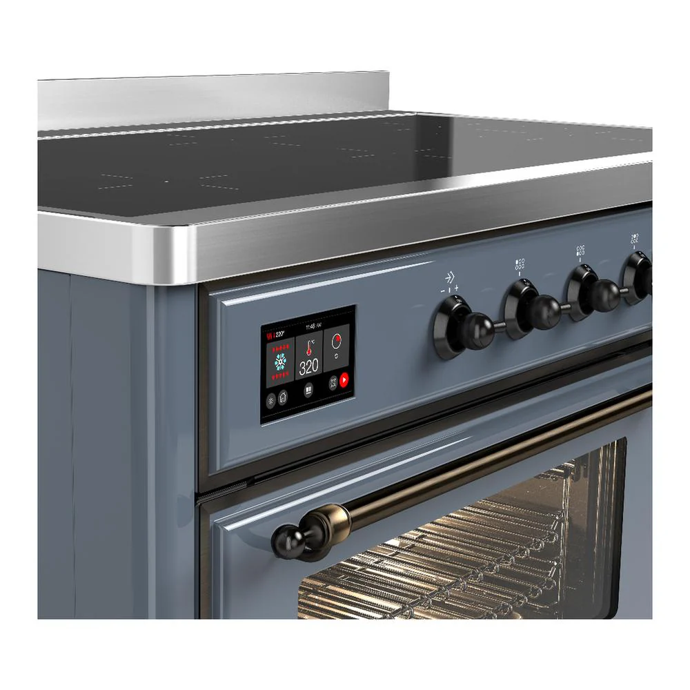 Ilve UMIB48NR3BGB Ilve Umib48Nr3Bgb Majestic Iii 48 Inch Induction Range With 6 Elements, 5.02 Cu. Ft. Total Oven Capacity (Triple Glass Door, Blue Grey, Burnished) - Image 7