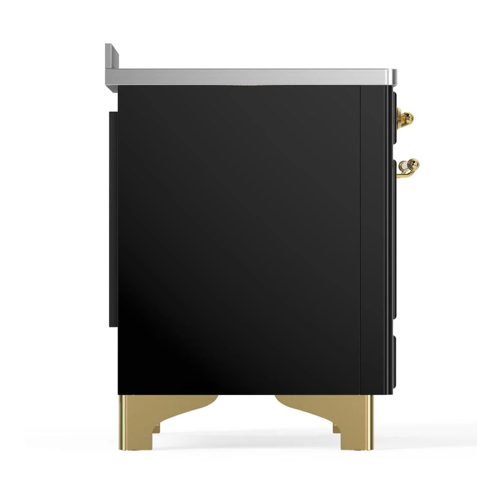 Ilve UMIB48NR3BKG Ilve Umib48Nr3Bkg Majestic Iii 48 Inch Induction Range With 6 Elements, 5.02 Cu. Ft. Total Oven Capacity (Triple Glass Door, Glossy Black, Brass) - Image 8