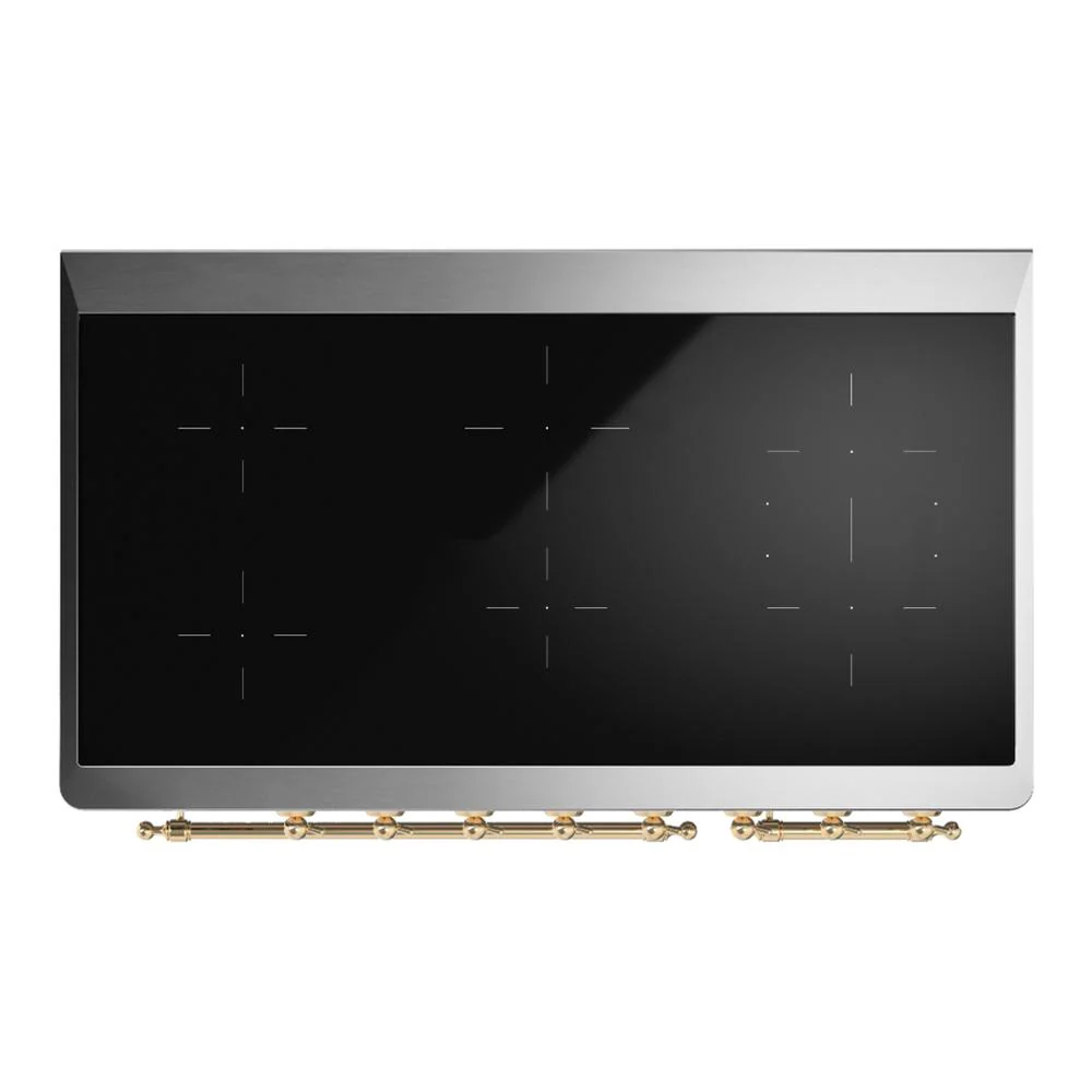 Ilve UMIB48NR3BUG Ilve Umib48Nr3Bug Majestic Iii 48 Inch Induction Range With 6 Elements, 5.02 Cu. Ft. Total Oven Capacity (Triple Glass Door, Burgundy, Brass) - Image 6