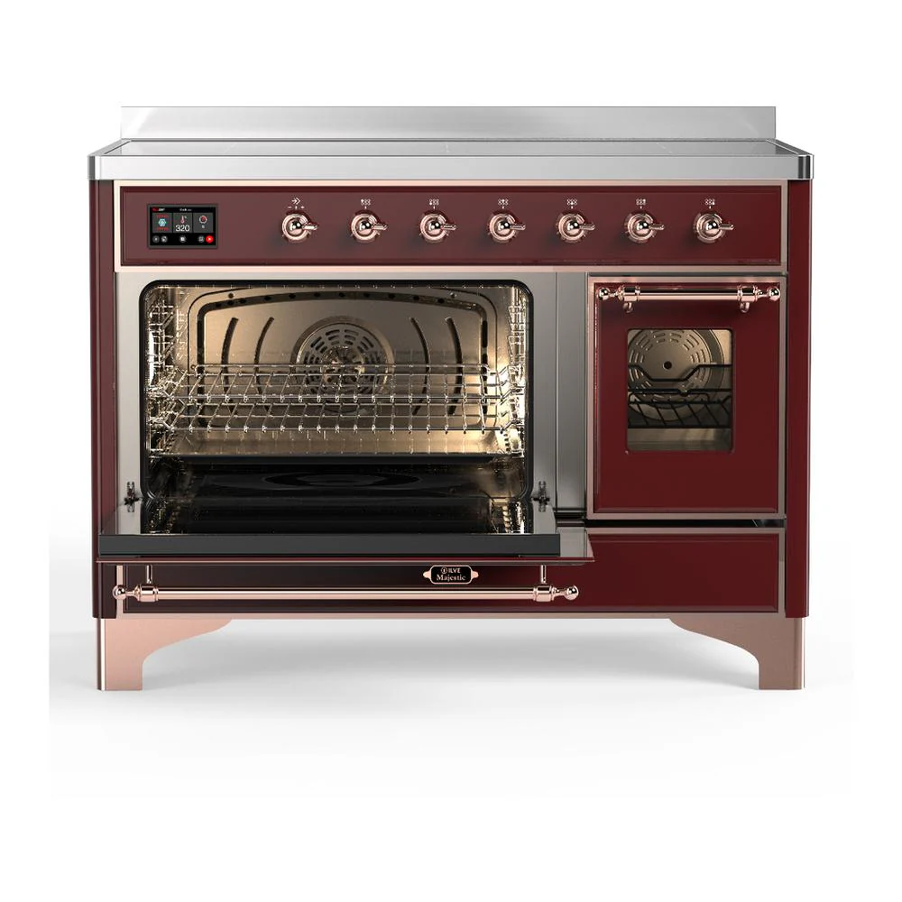 Ilve UMIB48NR3BUP Ilve Umib48Nr3Bup Majestic Iii 48 Inch Induction Range With 6 Elements, 5.02 Cu. Ft. Total Oven Capacity (Triple Glass Door, Burgundy, Copper) - Image 3