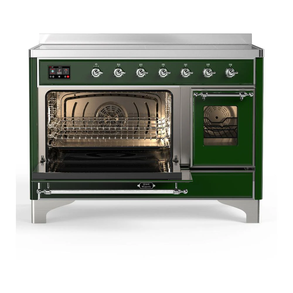Ilve UMIB48NR3EGC Ilve Umib48Nr3Egc Majestic Iii 48 Inch Induction Range With 6 Elements, 5.02 Cu. Ft. Total Oven Capacity (Triple Glass Door, Emerald Green, Chrome) - Image 3