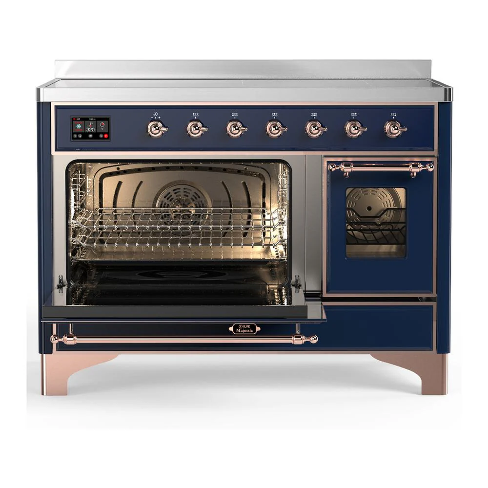 Ilve UMIB48NR3MBP Ilve Umib48Nr3Mbp Majestic Iii 48 Inch Induction Range With 6 Elements, 5.02 Cu. Ft. Total Oven Capacity (Triple Glass Door, Midnight Blue, Copper) - Image 3