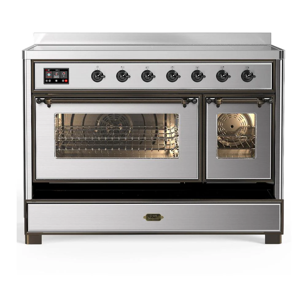 Ilve UMIB48NR3SSB Ilve Umib48Nr3Ssb Majestic Iii 48 Inch Induction Range With 6 Elements, 5.02 Cu. Ft. Total Oven Capacity (Triple Glass Door, Stainless Steel, Burnished) - Image 5