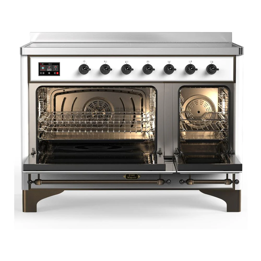 Ilve UMIB48NR3WHB Ilve Umib48Nr3Whb Majestic Iii 48 Inch Induction Range With 6 Elements, 5.02 Cu. Ft. Total Oven Capacity (Triple Glass Door, White, Burnished) - Image 2