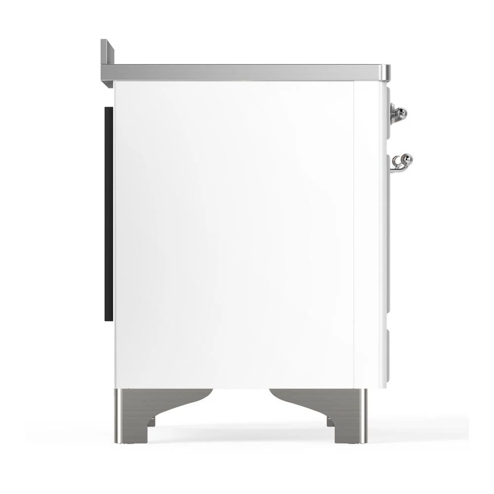Ilve UMIB48NR3WHC Ilve Umib48Nr3Whc Majestic Iii 48 Inch Induction Range With 6 Elements, 5.02 Cu. Ft. Total Oven Capacity (Triple Glass Door, White, Chrome) - Image 8