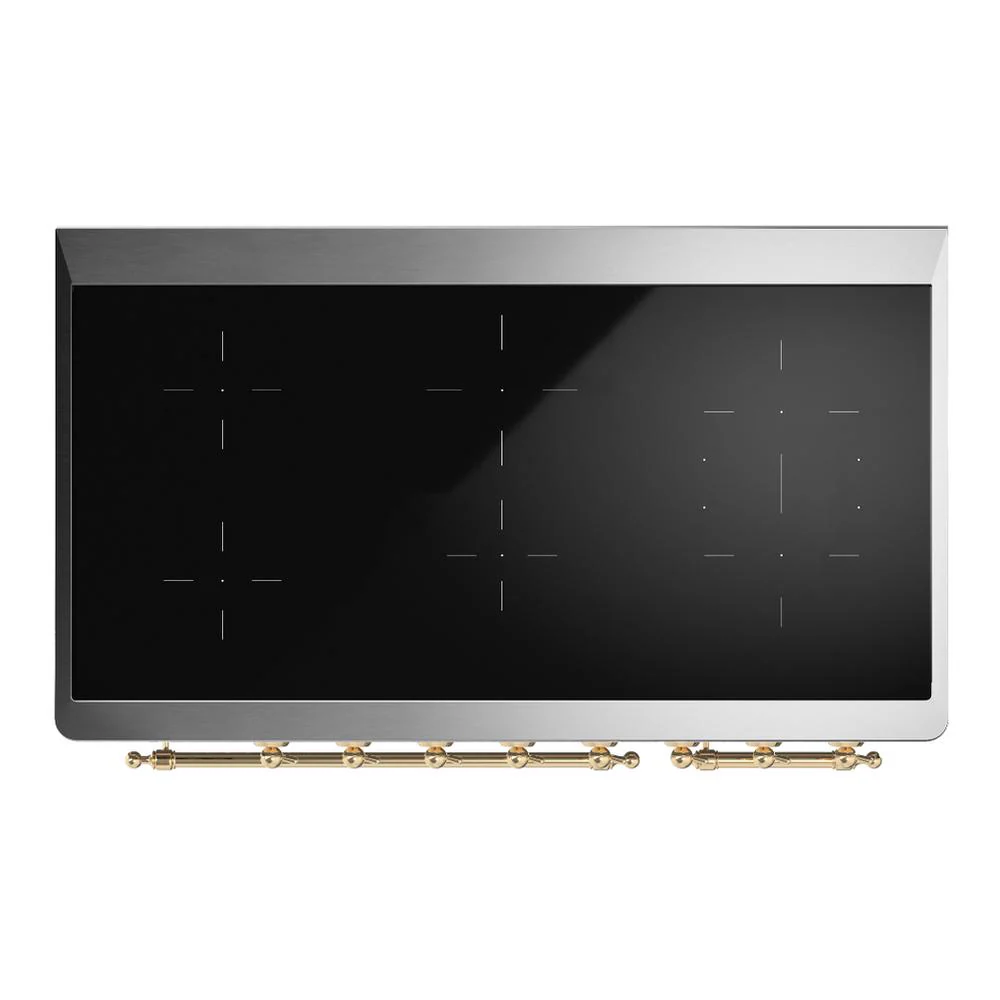 Ilve UMIB48NR3WHG Ilve Umib48Nr3Whg Majestic Iii 48 Inch Induction Range With 6 Elements, 5.02 Cu. Ft. Total Oven Capacity (Triple Glass Door, White, Brass) - Image 6