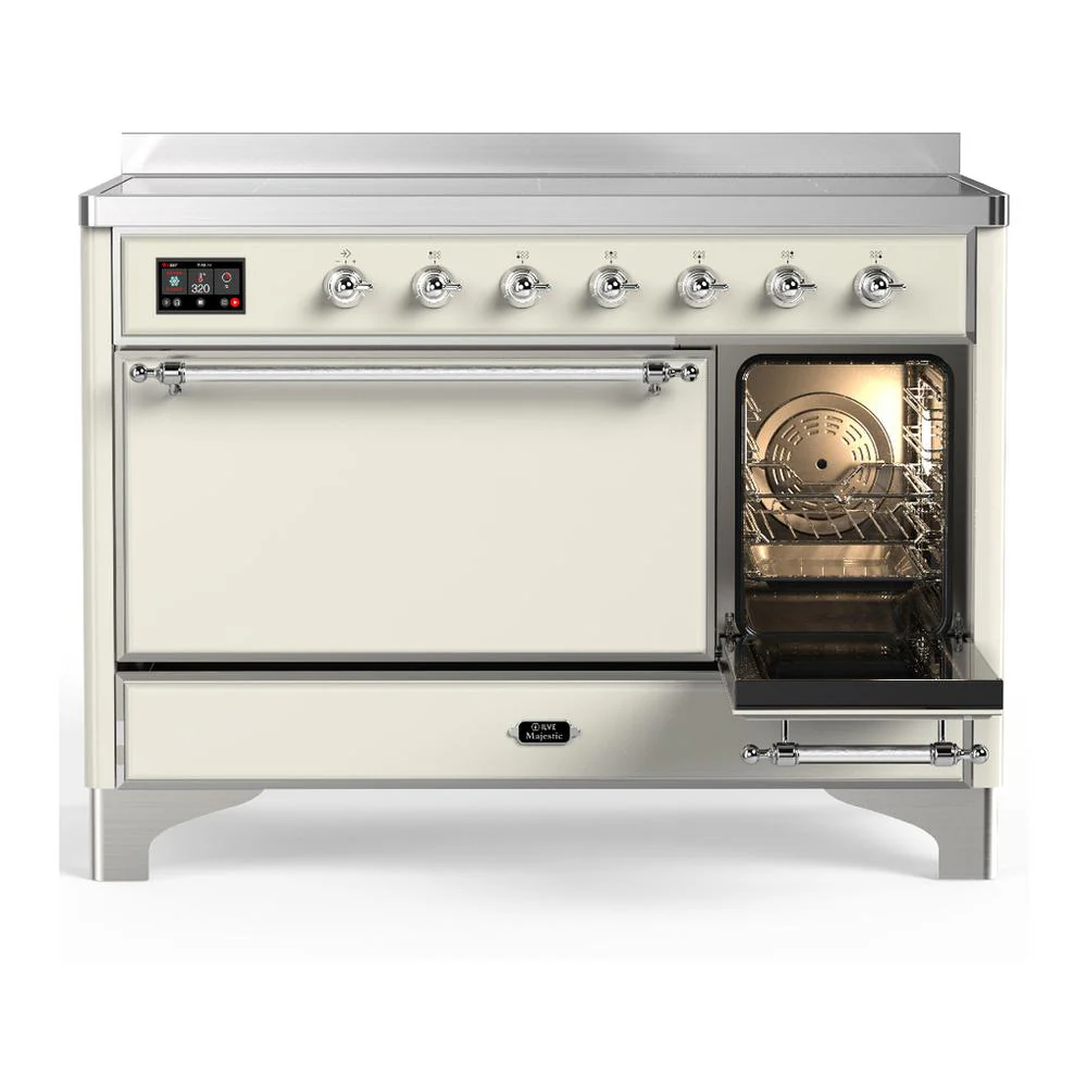 Ilve UMIB48QNR3AWC Ilve Umib48Qnr3Awc Majestic Iii 48 Inch Induction Range With 6 Elements, 5.02 Cu. Ft. Total Oven Capacity (Solid Door, Antique White, Chrome) - Image 4