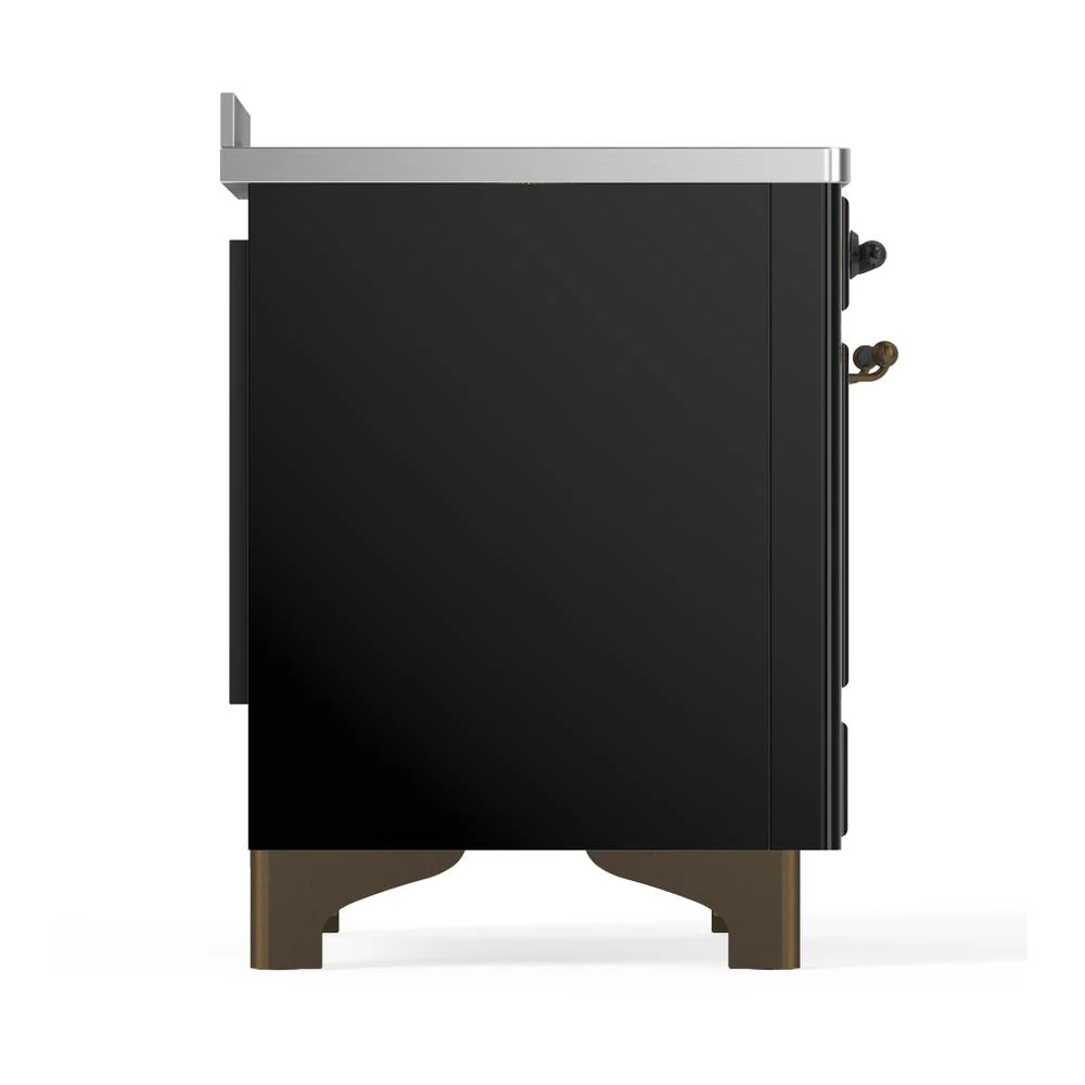 Ilve UMIB48QNR3BKB Ilve Umib48Qnr3Bkb Majestic Iii 48 Inch Induction Range With 6 Elements, 5.02 Cu. Ft. Total Oven Capacity (Solid Door, Glossy Black, Burnished) - Image 8