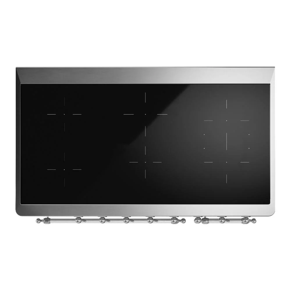 Ilve UMIB48QNR3BUC Ilve Umib48Qnr3Buc Majestic Iii 48 Inch Induction Range With 6 Elements, 5.02 Cu. Ft. Total Oven Capacity (Solid Door, Burgundy, Chrome) - Image 6