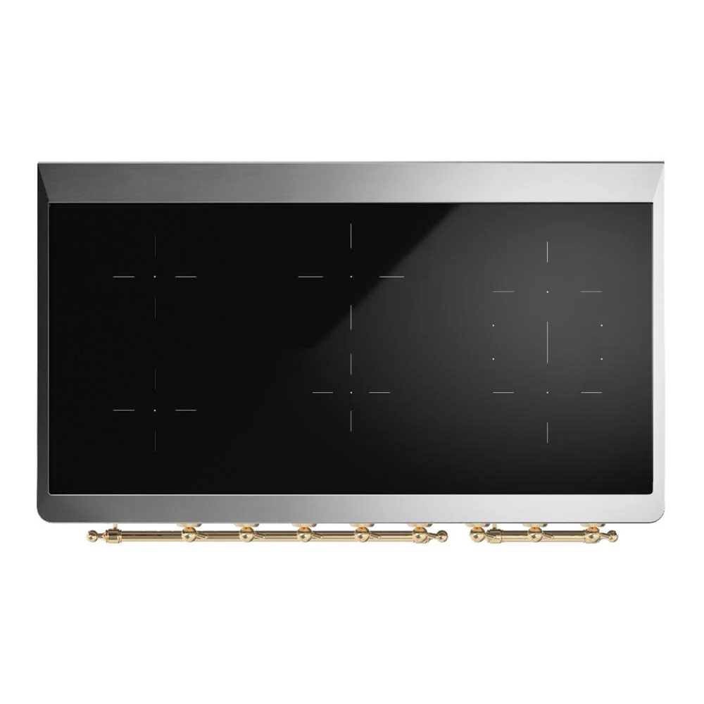 Ilve UMIB48QNR3BUG Ilve Umib48Qnr3Bug Majestic Iii 48 Inch Induction Range With 6 Elements, 5.02 Cu. Ft. Total Oven Capacity (Solid Door, Burgundy, Brass) - Image 6