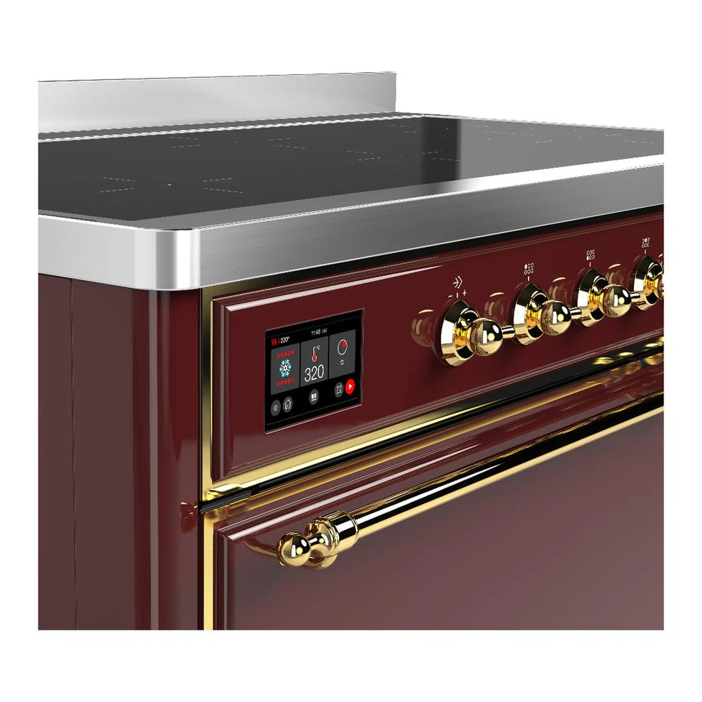 Ilve UMIB48QNR3BUG Ilve Umib48Qnr3Bug Majestic Iii 48 Inch Induction Range With 6 Elements, 5.02 Cu. Ft. Total Oven Capacity (Solid Door, Burgundy, Brass) - Image 7