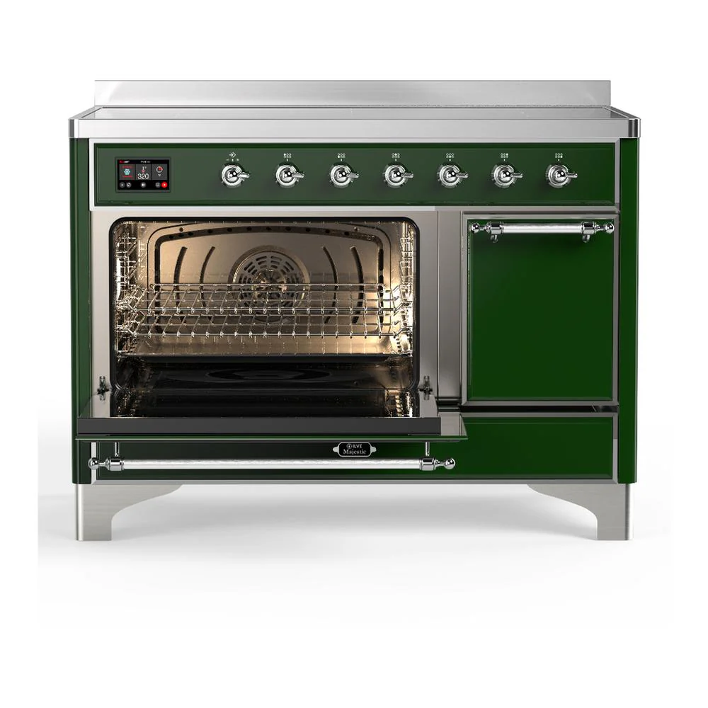 Ilve UMIB48QNR3EGC Ilve Umib48Qnr3Egc Majestic Iii 48 Inch Induction Range With 6 Elements, 5.02 Cu. Ft. Total Oven Capacity (Solid Door, Emerald Green, Chrome) - Image 3