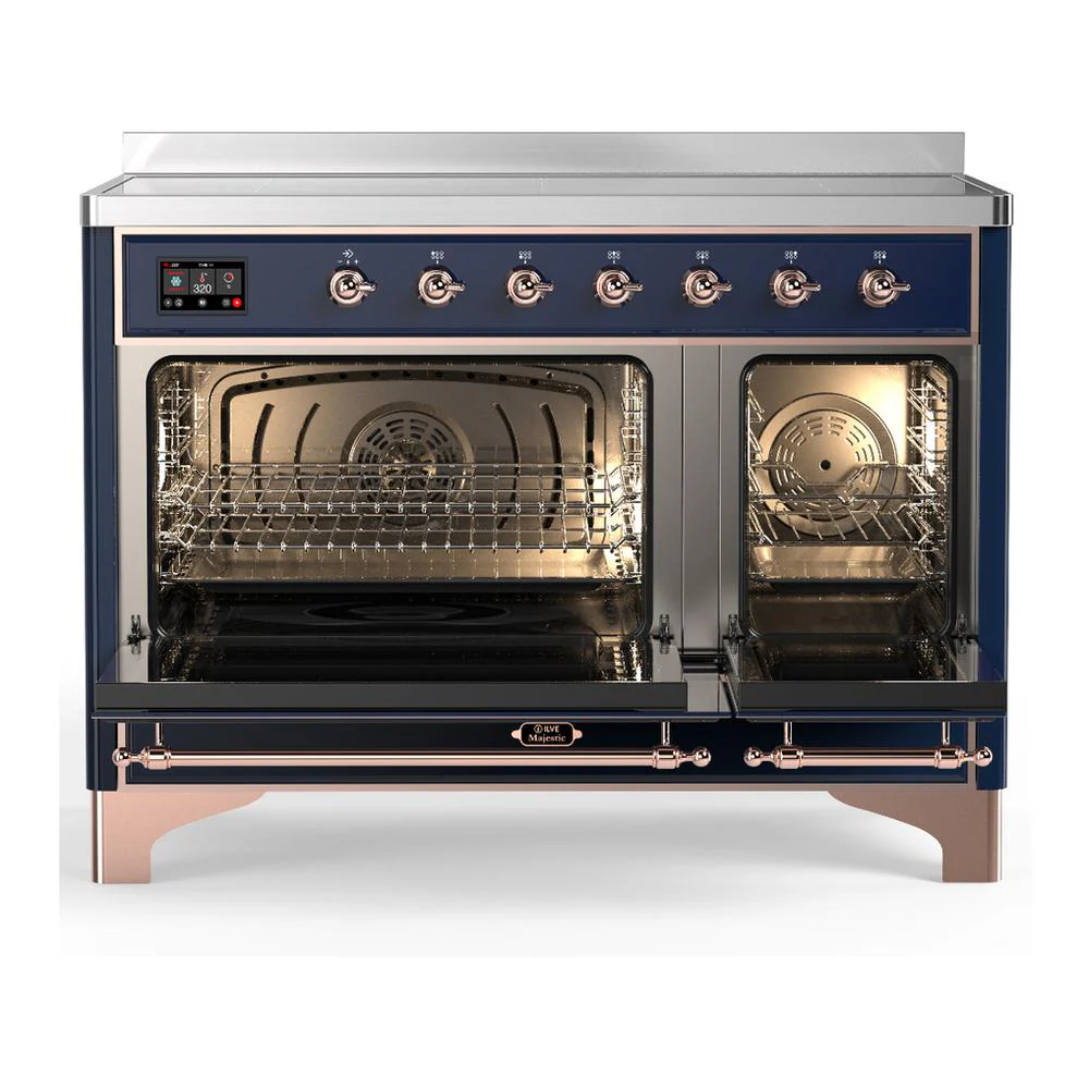 Ilve UMIB48QNR3MBP Ilve Umib48Qnr3Mbp Majestic Iii 48 Inch Induction Range With 6 Elements, 5.02 Cu. Ft. Total Oven Capacity (Solid Door, Midnight Blue, Copper) - Image 2